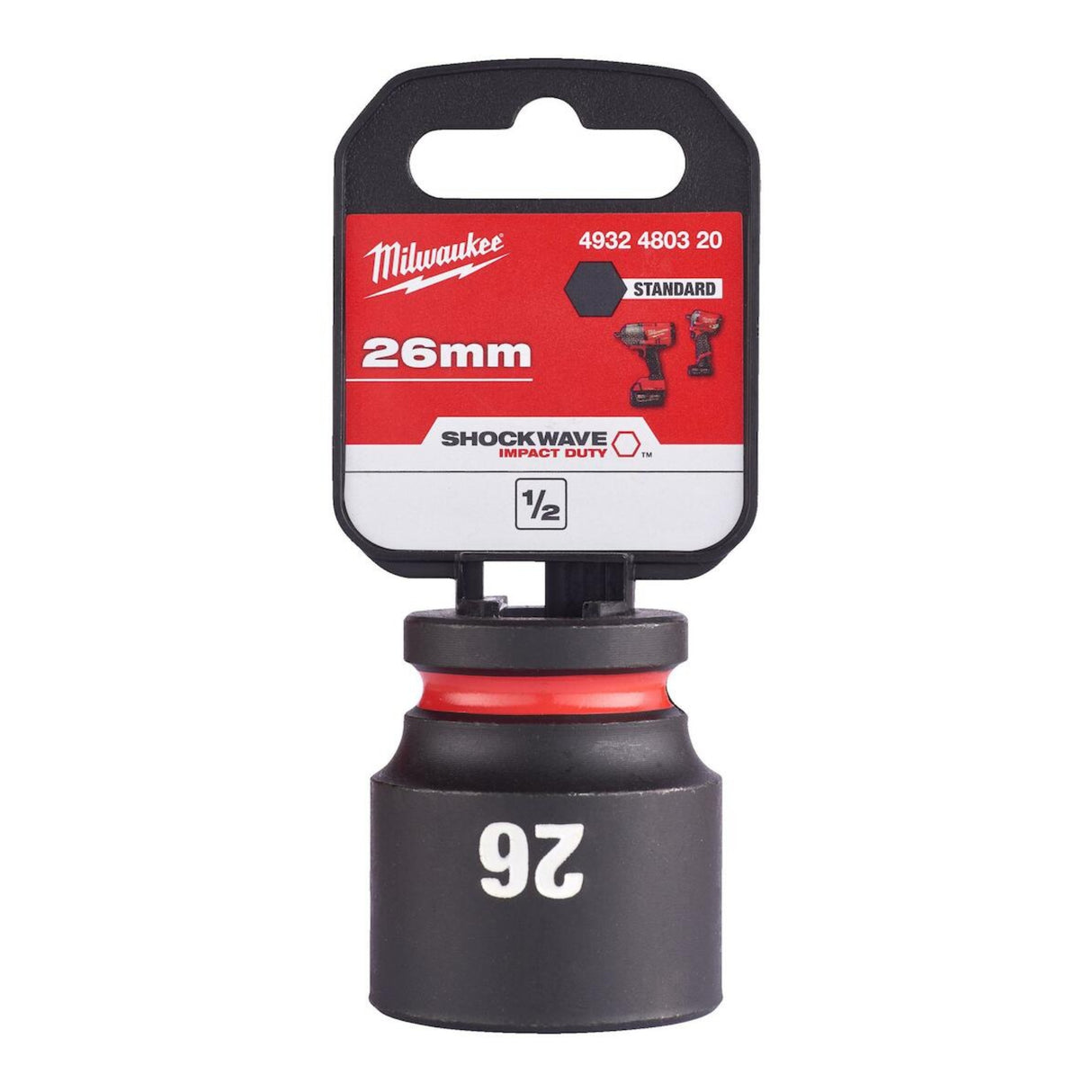 Milwaukee Shockwave Impact Socket 1/2" Drive 26mm Standard 4932480320 - SOCKETS - SINGLE, NOT SETS - Beattys of Loughrea