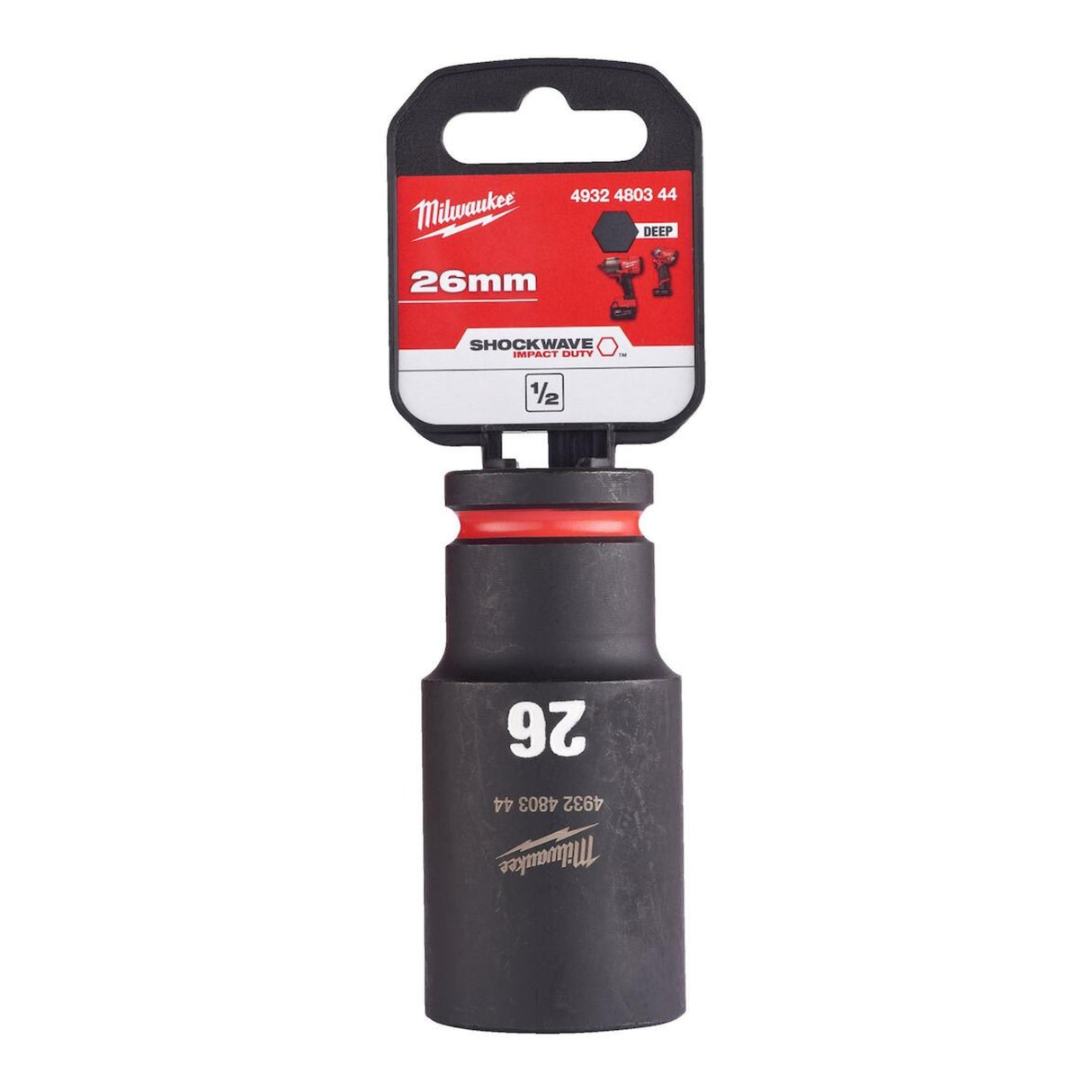Milwaukee Shockwave Impact Socket 1/2" Drive 26mm Deep 4932480344 - TOOL SETS/ SOCKET SETS - Beattys of Loughrea