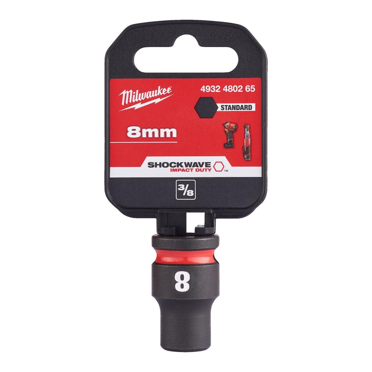 Milwaukee Shockwave Impact Socket 3/8" Drive 8mm Standard 4932480265 - TOOL SETS/ SOCKET SETS - Beattys of Loughrea