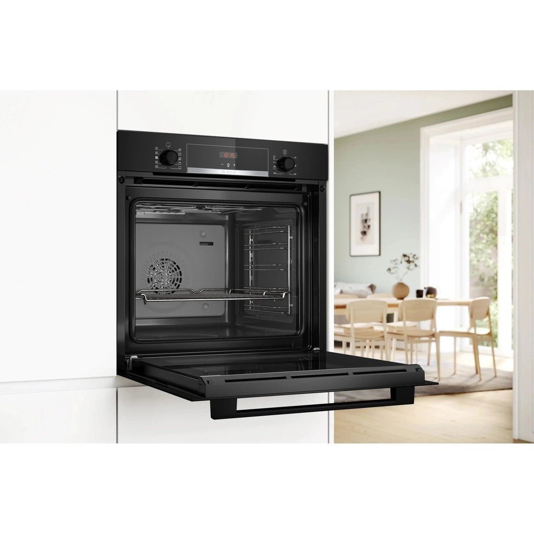 Bosch Series 4 Built - in oven with added steam function 60 x 60 cm Black | HQA534BB3B - ELECT OVEN SINGLE & DBLE BUILT IN - Beattys of Loughrea