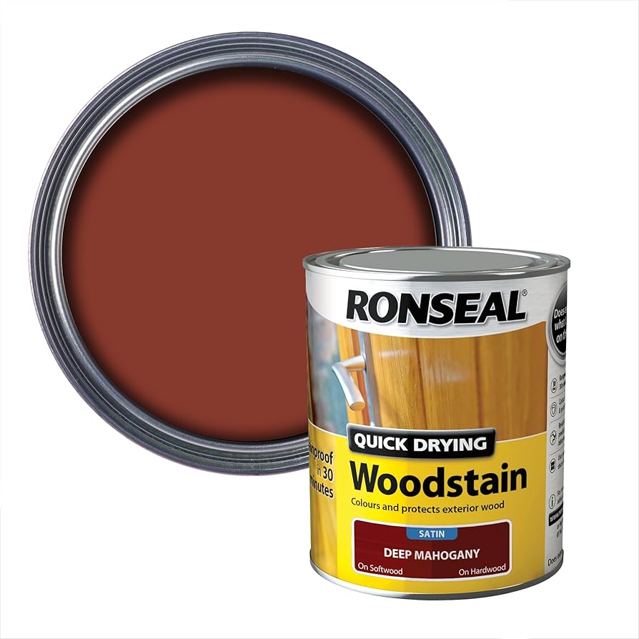 Ronseal Quick Drying Woodstain Satin - Deep Mahogany 2.5L - VARNISHES / WOODCARE - Beattys of Loughrea