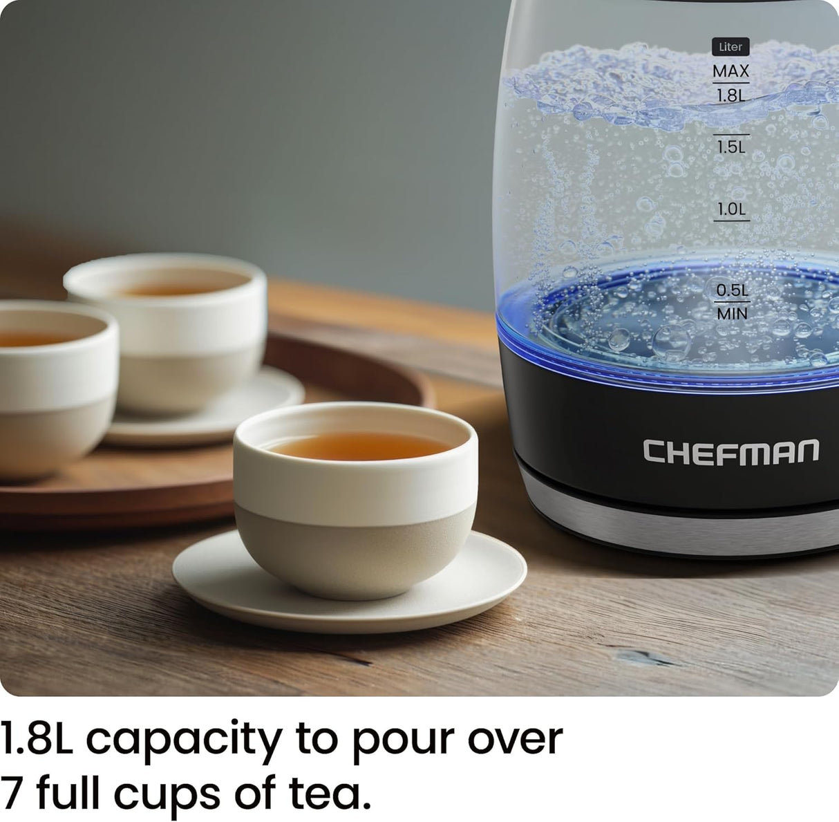 Chefman Fast - Boil 1.8L Electric Glass Kettle | RJ11 - 18 - CTI - UK - KETTLES - Beattys of Loughrea