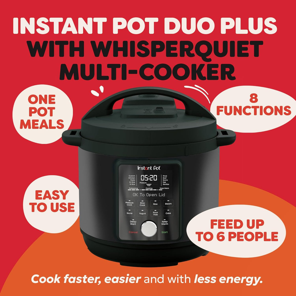 Instant Pot WhisperQuiet 9in1 MultiCooker 66L Smart Pressure Cooker - FOOD STEAMER RICE COOKER SLOW COOKER - Beattys of Loughrea