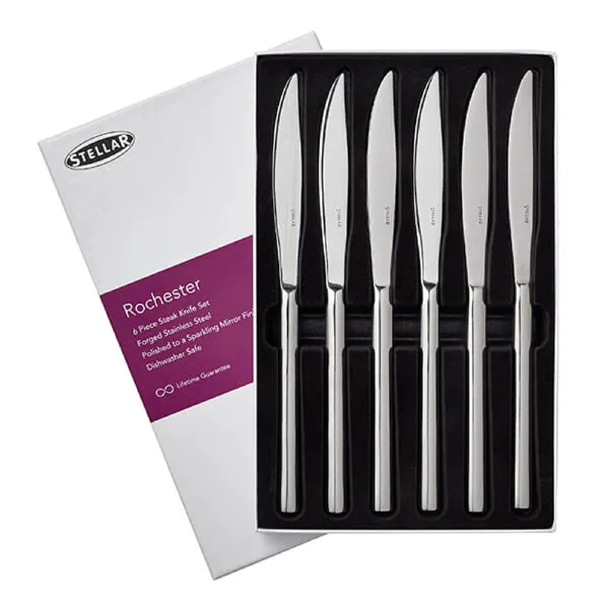 Stellar Rochester Polished Set of 6 Steak Knives