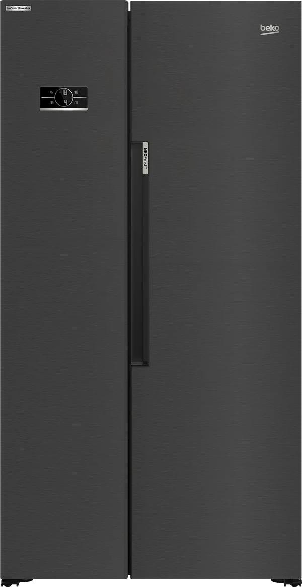 Beko Freestanding American Style Fridge Freezer with NeoFrost™ Black Steel | ASL1442VPZ - Beattys of Loughrea | www.beattys.ie