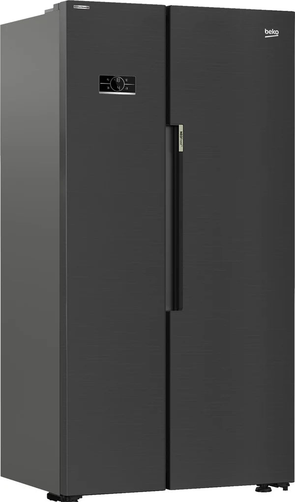 Beko Freestanding American Style Fridge Freezer with NeoFrost™ Black Steel | ASL1442VPZ - Beattys of Loughrea | www.beattys.ie