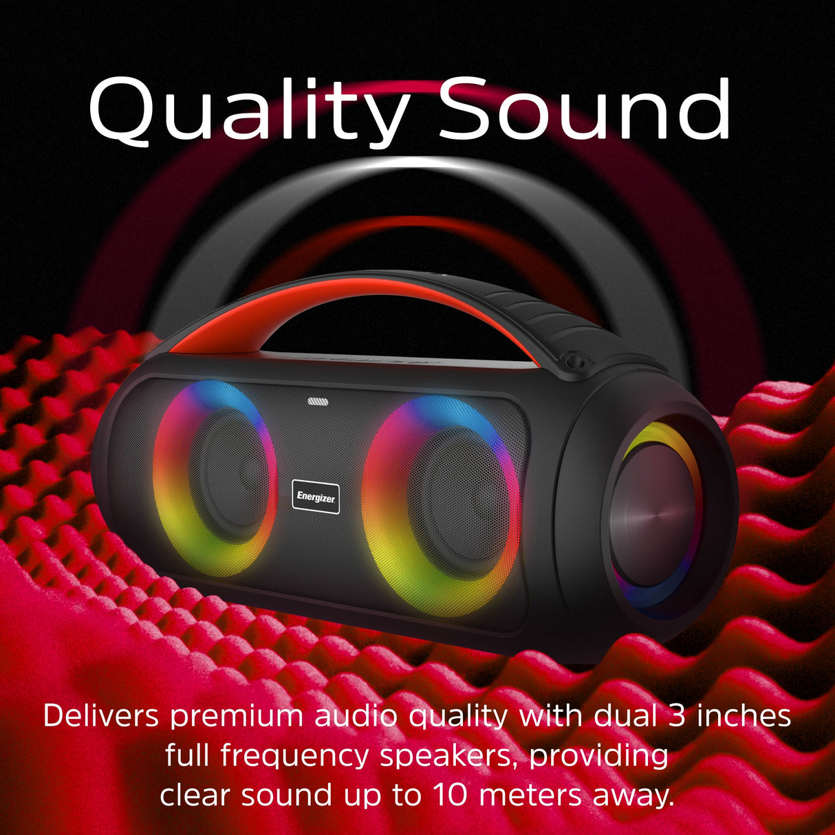 Energizer Portable Bluetooth Party Speaker with RGB lighting with mic | BTS258 - SPEAKERS HIFI MP3 PC - Beattys of Loughrea