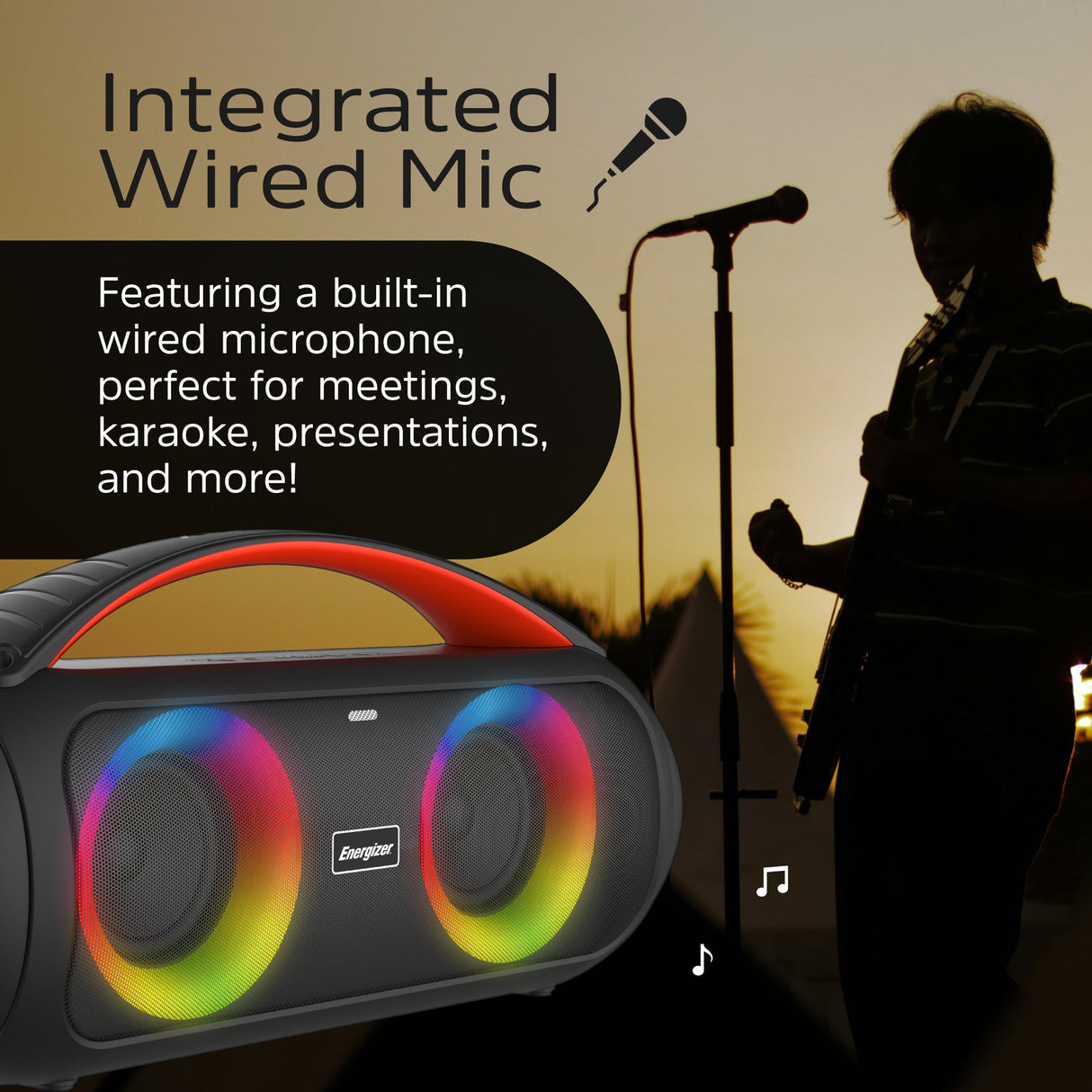 Energizer Portable Bluetooth Party Speaker with RGB lighting with mic | BTS258 - SPEAKERS HIFI MP3 PC - Beattys of Loughrea