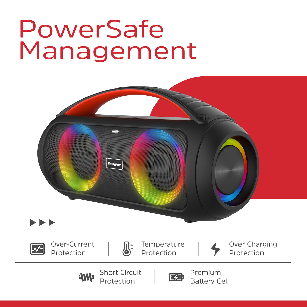 Energizer Portable Bluetooth Party Speaker with RGB lighting with mic | BTS258 - SPEAKERS HIFI MP3 PC - Beattys of Loughrea