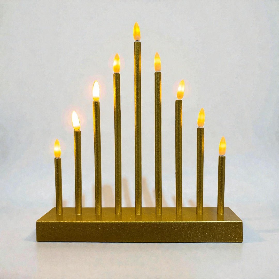 Premier Battery Operated 27cm Candlebridge – Warm White LEDs - Gold - XMAS CANDLE ARCHES LOGS - Beattys of Loughrea