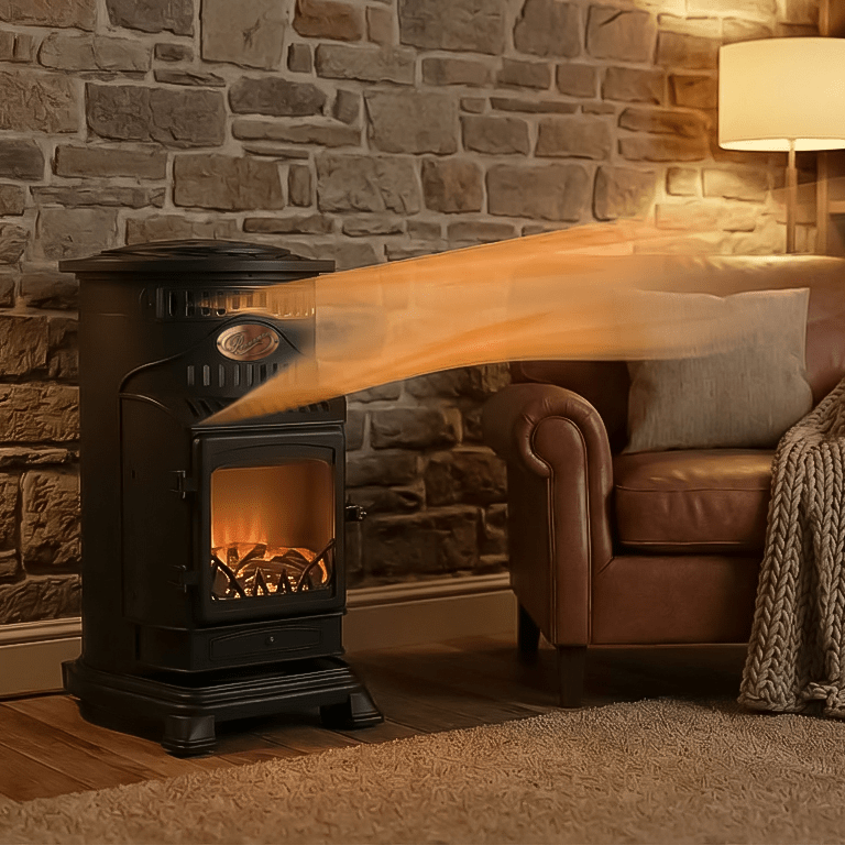 Sahara Provence 6kW Hybrid Gas and Electric Stove, Black - GAS HEATERS - Beattys of Loughrea
