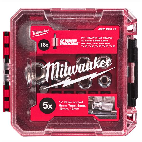 Milwaukee 1/4in Compact Ratchet & Socket Set 25pc (PACKOUT) - SOCKETS - Beattys of Loughrea