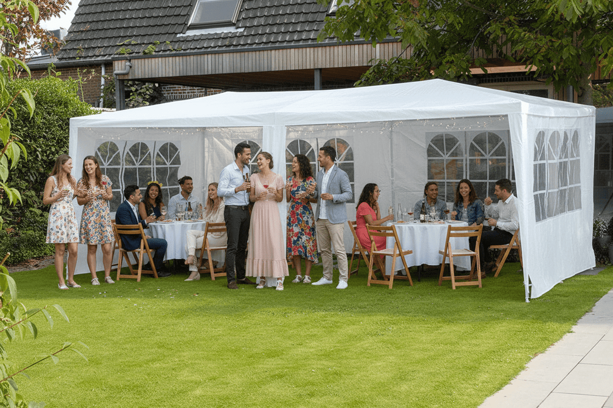 Garden Tent/Gazebo with sidewalls 6m x 3m x 2.5m - GAZEBO CANVAS & METAL - Beattys of Loughrea