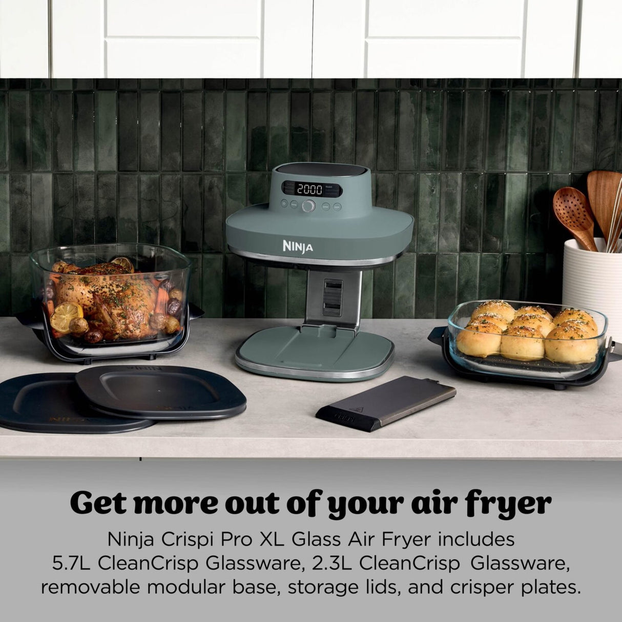 Ninja CRISPi PRO 7 - in - 1 XL Glass Air Fryer Ash Grey | AS101UKGY - AIR FRYER / DEEP FAT FRYERS - Beattys of Loughrea