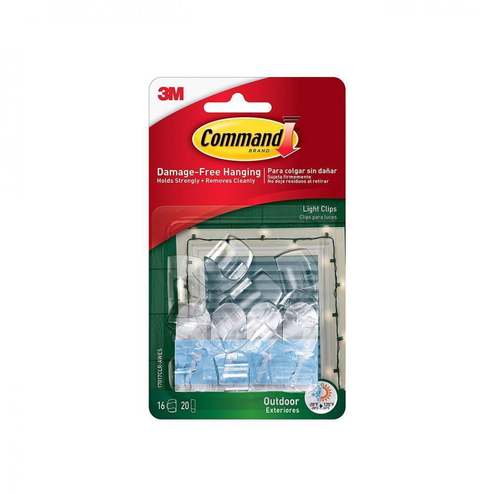 Command Outdoor Light Clips Gutter Hook 3M17017CLR - HOOKS, PLASTIC S/ADH - Beattys of Loughrea