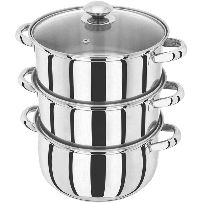 Judge Essentials, 22cm 3 Tier Glass Lid Steamer Set - COOKWARE - S/STEEL - Beattys of Loughrea