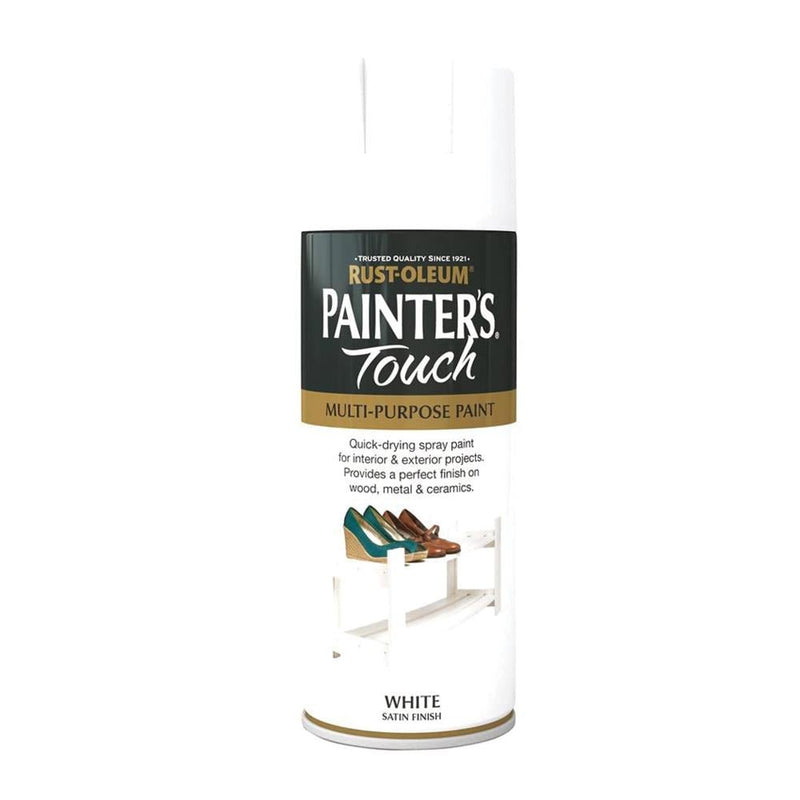Rustoleum Painters Touch Multi-Purpose Spray Paint 400ml - Satin White - METAL PAINTS - Beattys of Loughrea