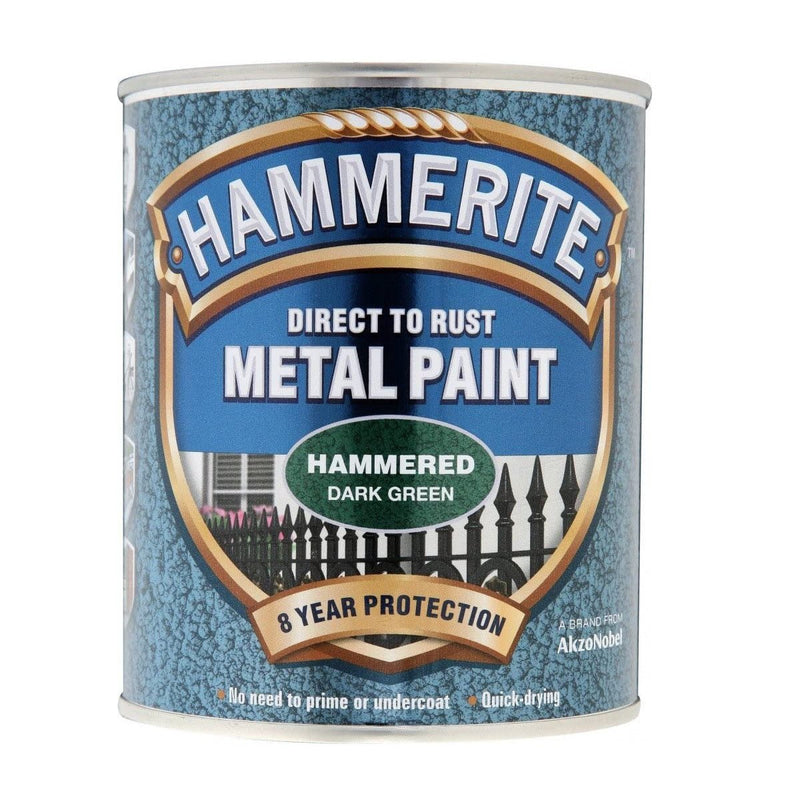 Hammerite Direct to Rust Hammered Finish Metal Paint 750ml Dark Green - METAL PAINTS - Beattys of Loughrea