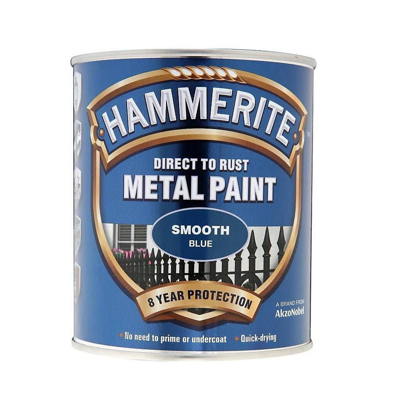 Hammerite Direct to Rust Smooth Finish Metal Paint 750ml Blue - METAL PAINTS - Beattys of Loughrea