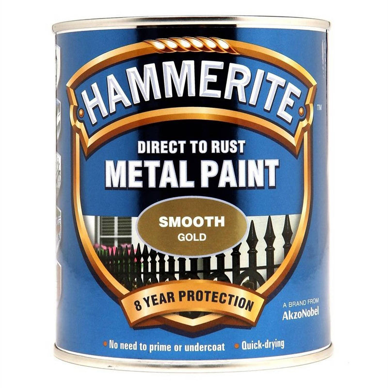 Hammerite Direct to Rust Smooth Finish Metal Paint 750ml Gold - METAL PAINTS - Beattys of Loughrea