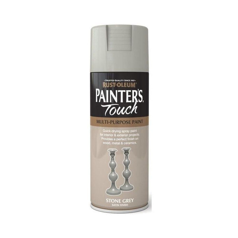 Rustoleum Painters Touch Multi-Purpose Spray Paint 400ml - Stone Grey Satin - METAL PAINTS - Beattys of Loughrea