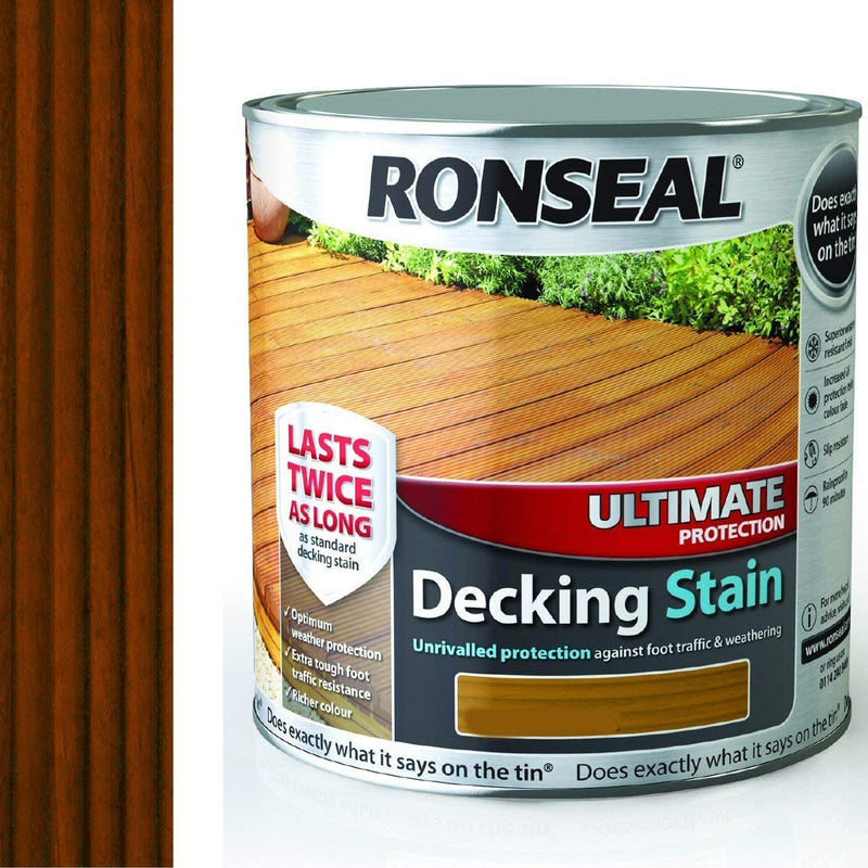 Ronseal Ultimate Protection Decking Stain - 2.5 Litre Teak - VARNISHES / WOODCARE - Beattys of Loughrea
