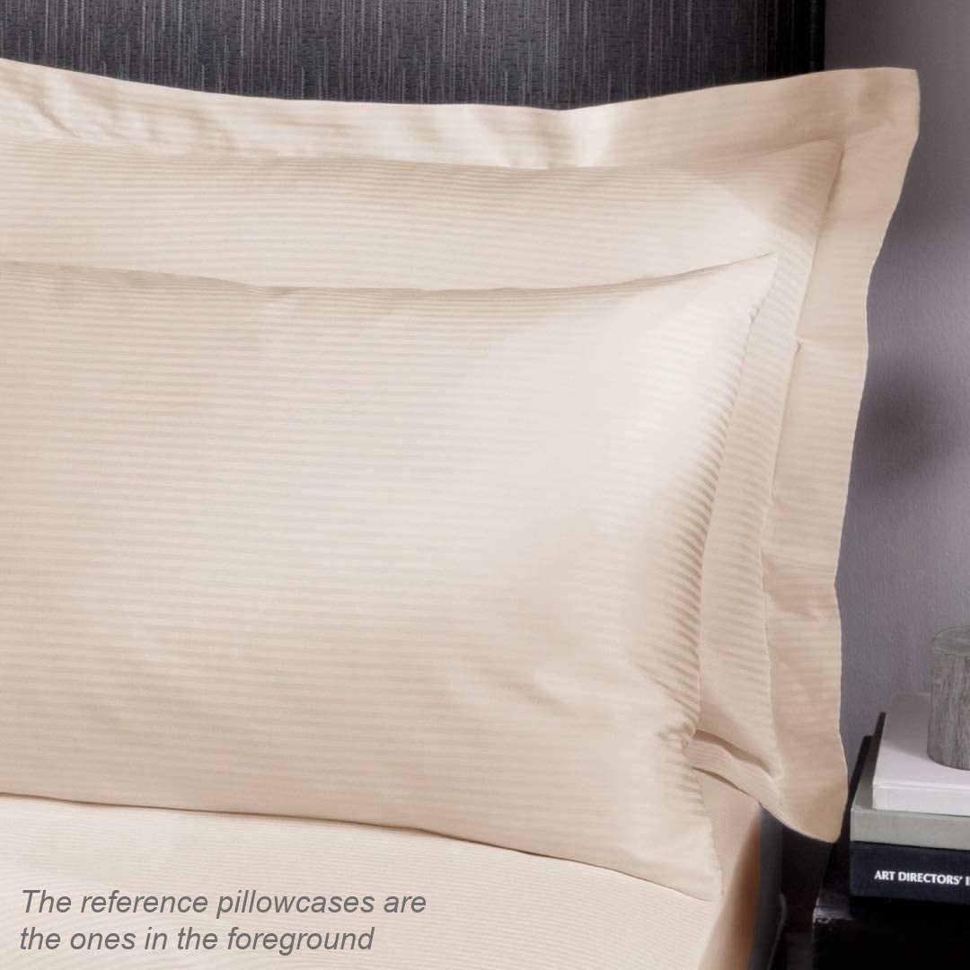 Catherine Lansfield Satin Stripe 300TC Housewife Cream Pillow Case 2pk - PILLOW CASES - Beattys of Loughrea