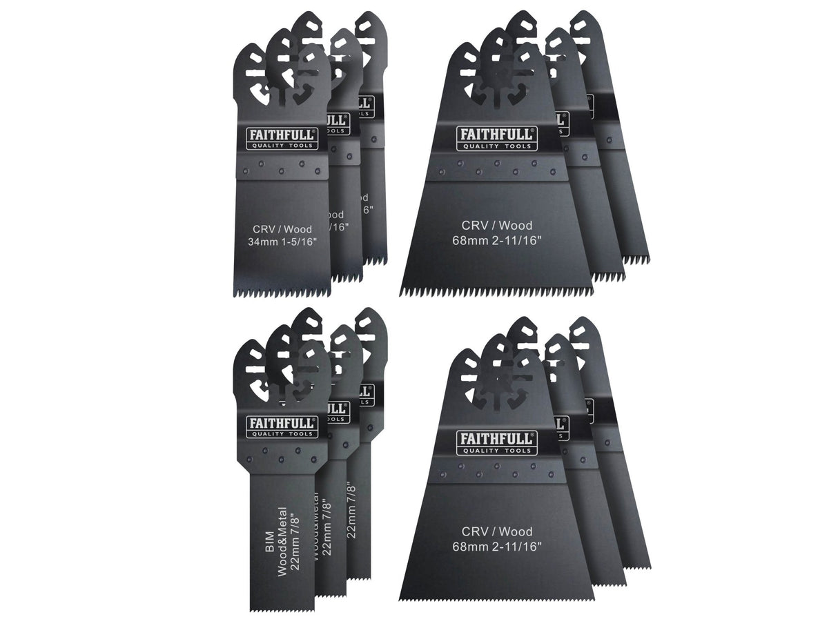 Faithfull Multi-Function Tool Blade Set 12pc - TOOL SETS/ SOCKET SETS - Beattys of Loughrea