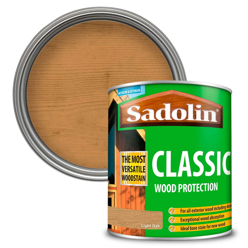 Sadolin Woodstain Extra Durable Colours Woodstain - 1 Litre Light Oak - VARNISHES / WOODCARE - Beattys of Loughrea