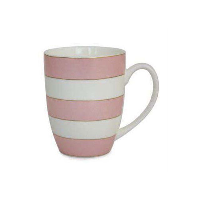 TIPPERARY CRYSTAL Set 6 Bone China Mugs - Spots & Stripes - Pink - MUG SETS - Beattys of Loughrea