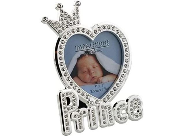 3" x 3" - Silver Plated & Crystal Prince Photo Frame - PHOTO FRAMES - PLATED, GILT, STONE - Beattys of Loughrea