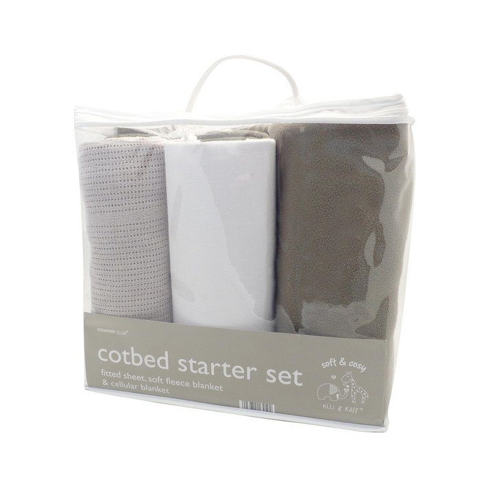 3Pce Cot Bed Starter Set Grey - GENERAL - BLANKETS /BAGS/SAFETY FIRST - Beattys of Loughrea