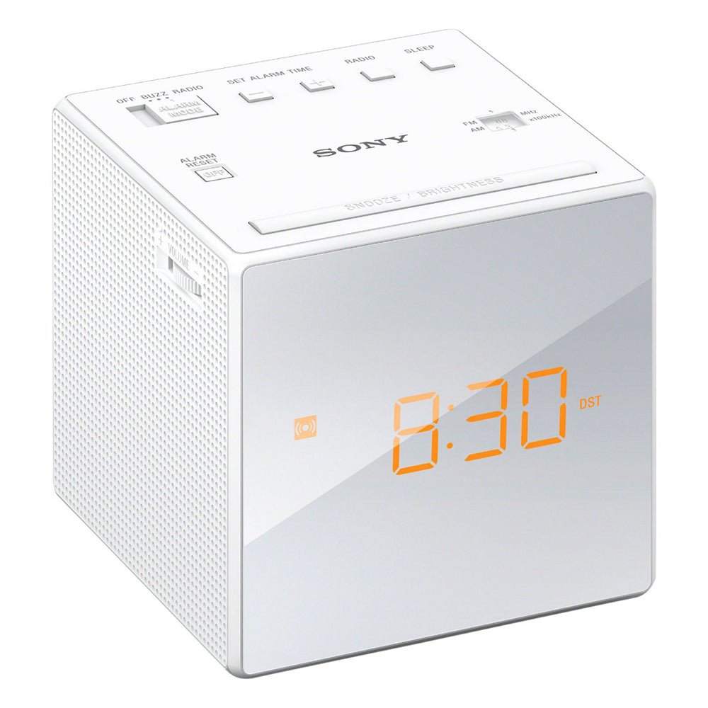 Sony ICF-C1W Cube FM/AM Clock Radio with LED Alarm White - CLOCK RADIO / DIGITAL CLOCKS - Beattys of Loughrea