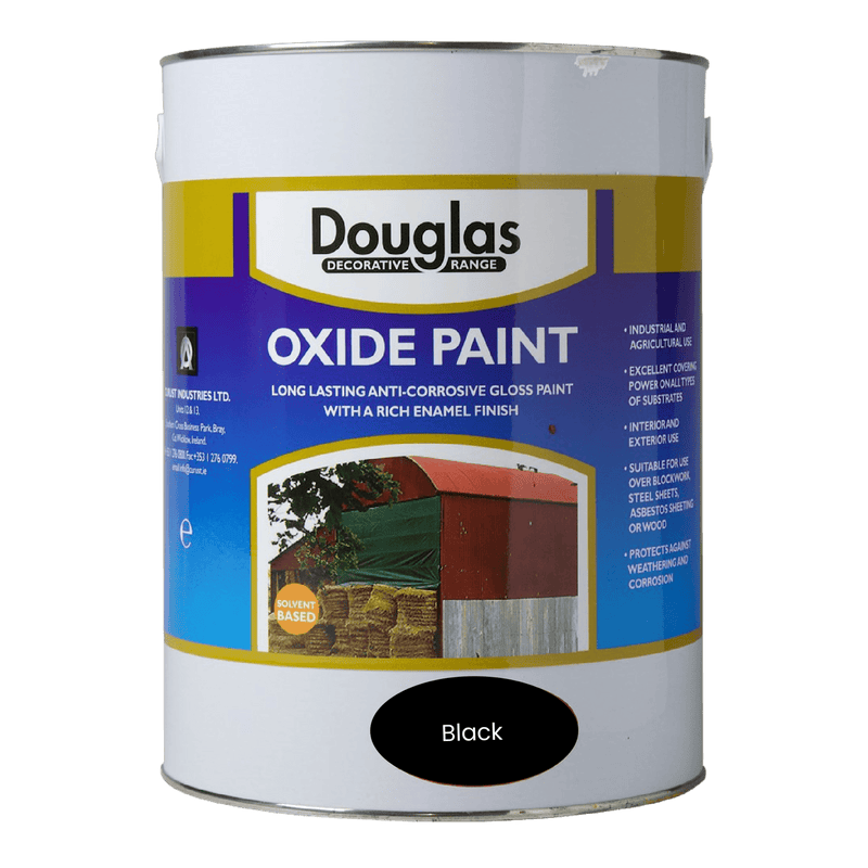 Douglas Decorative Range Oxide Paint - 5 Litre Black - METAL PAINTS - Beattys of Loughrea