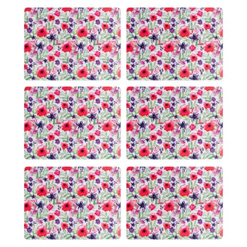 Denby Set Of 6 Watercolour Floral Placemats