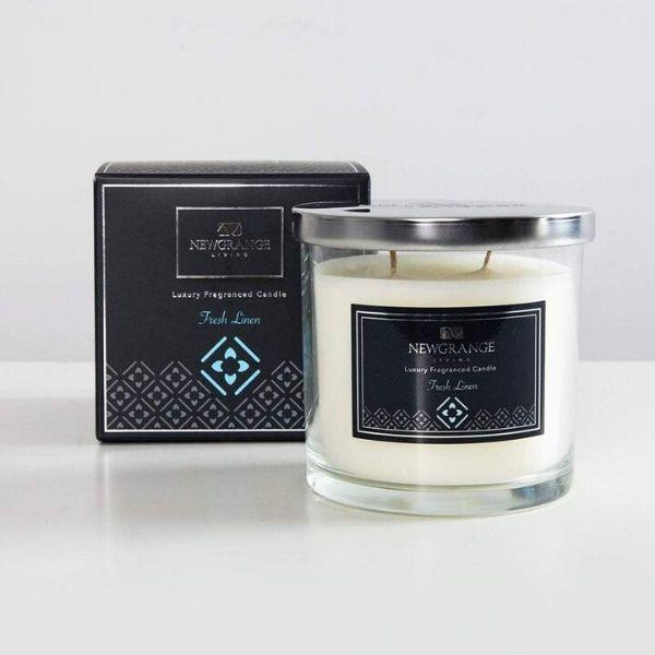 Newgrange Living Fresh Linen Luxury 2 Wick Candle - CANDLES - Beattys of Loughrea