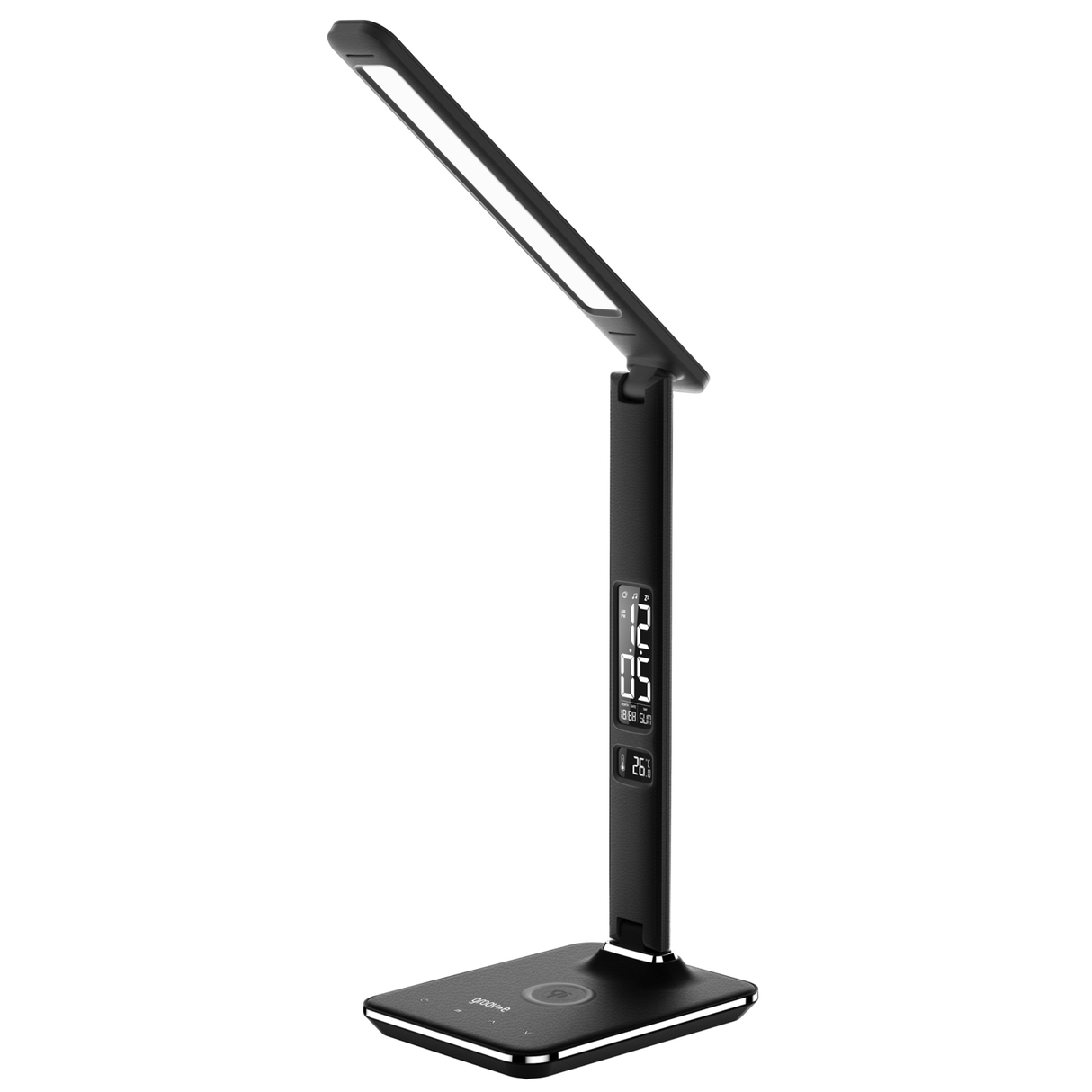 Groove-e LED Desk Lamp with Wireless Charging Pad & Clock Black - DESK/READING LAMPS - Beattys of Loughrea