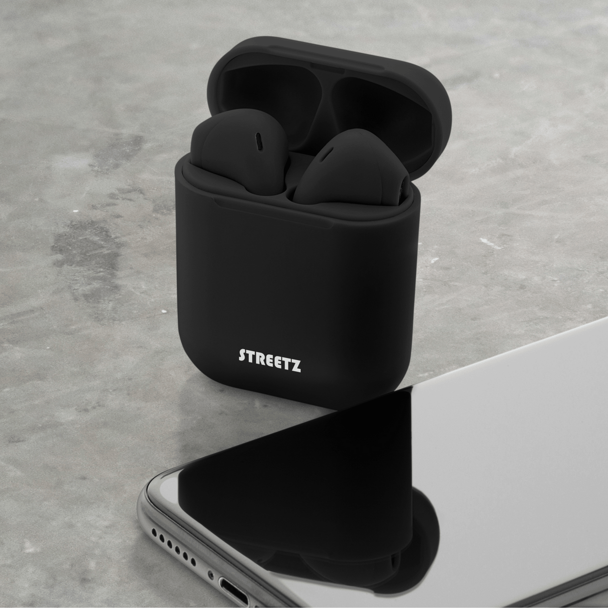 Streetz True Wireless Stereo Earbuds with Charging Case - Black - HEADPHONES / EARPHONES/ MICROPHONE - Beattys of Loughrea
