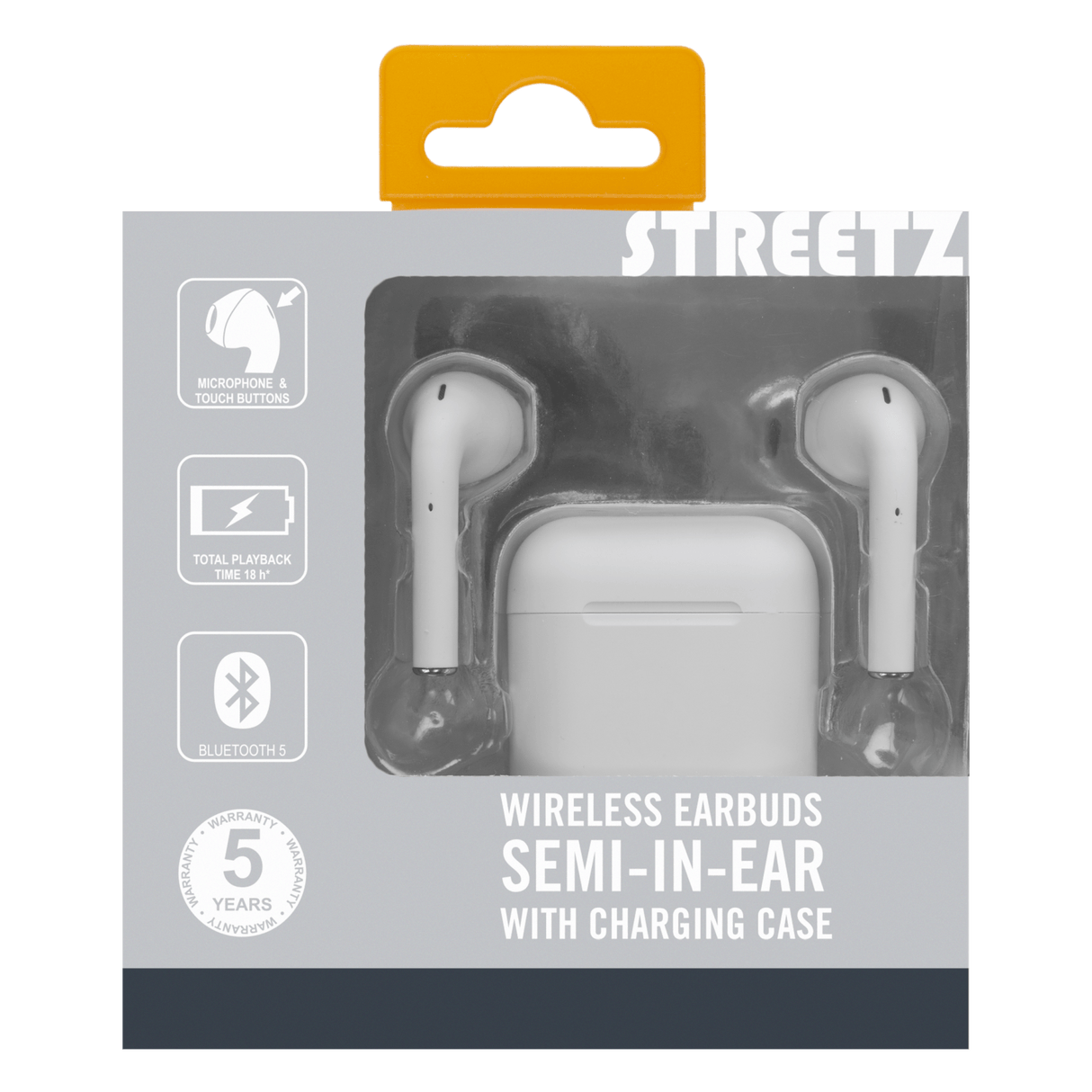 Streetz True Wireless Stereo Earbuds with Charging Case - White - HEADPHONES / EARPHONES/ MICROPHONE - Beattys of Loughrea
