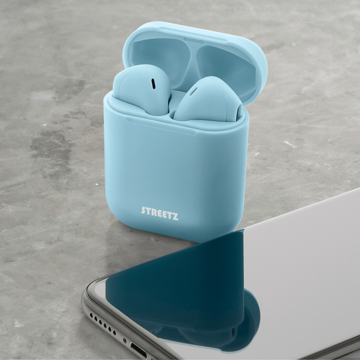 Streetz True Wireless Stereo Earbuds with Charging Case - Blue - HEADPHONES / EARPHONES/ MICROPHONE - Beattys of Loughrea