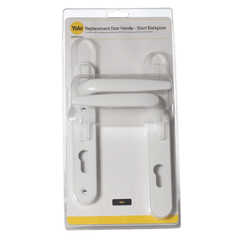 Yale Essentials Replacement Short Backplate Handle White - LEVER HANDLES/SUFFOLK LATCH - Beattys of Loughrea