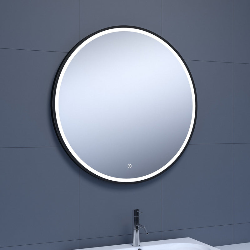 Aqualla Fuse Frame Black Round 700mm x 700mm - LIGHT UP MIRROR FOR VANITY - Beattys of Loughrea