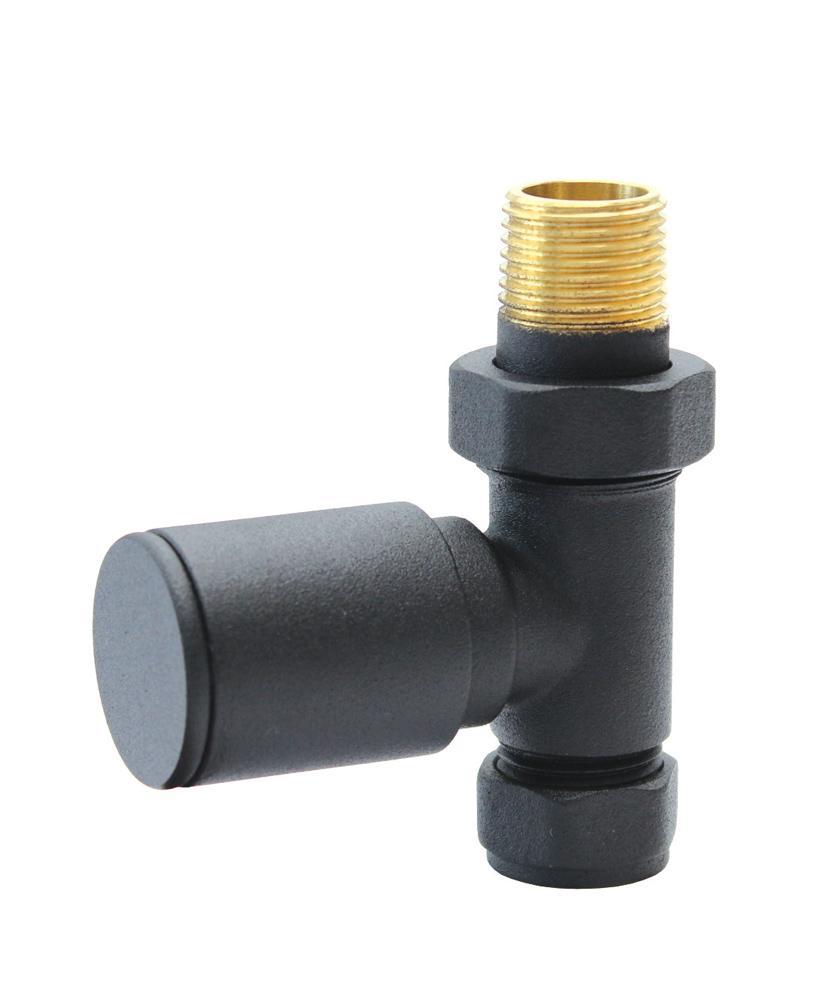Aqualla Matt Black Round Straight Valve (Pair) - RAD VALVES/VENTS/KEYS - Beattys of Loughrea