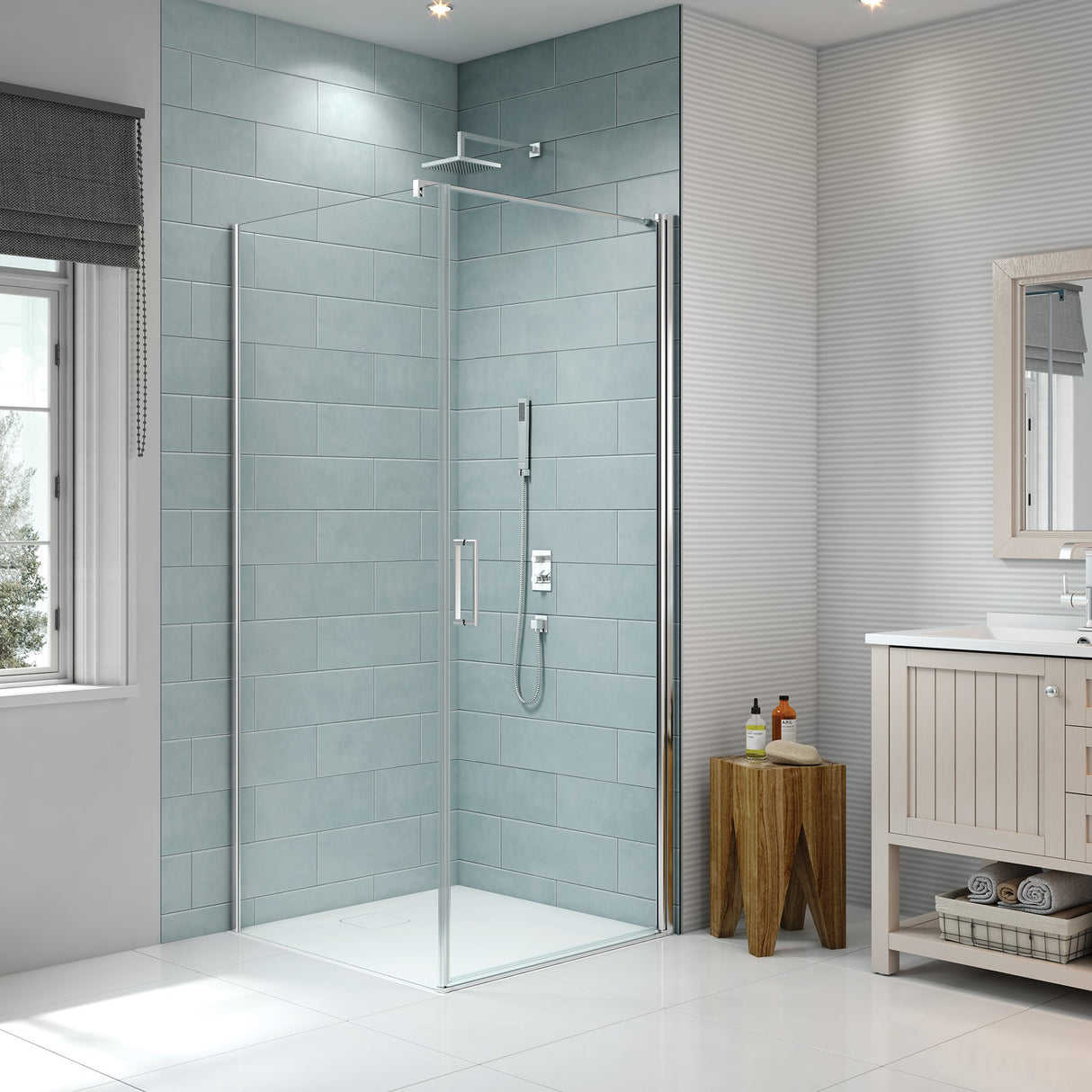 Merlyn 8 Series Frameless Pivot Door Side Panel 760mm - SHOWER DOORS - Beattys of Loughrea