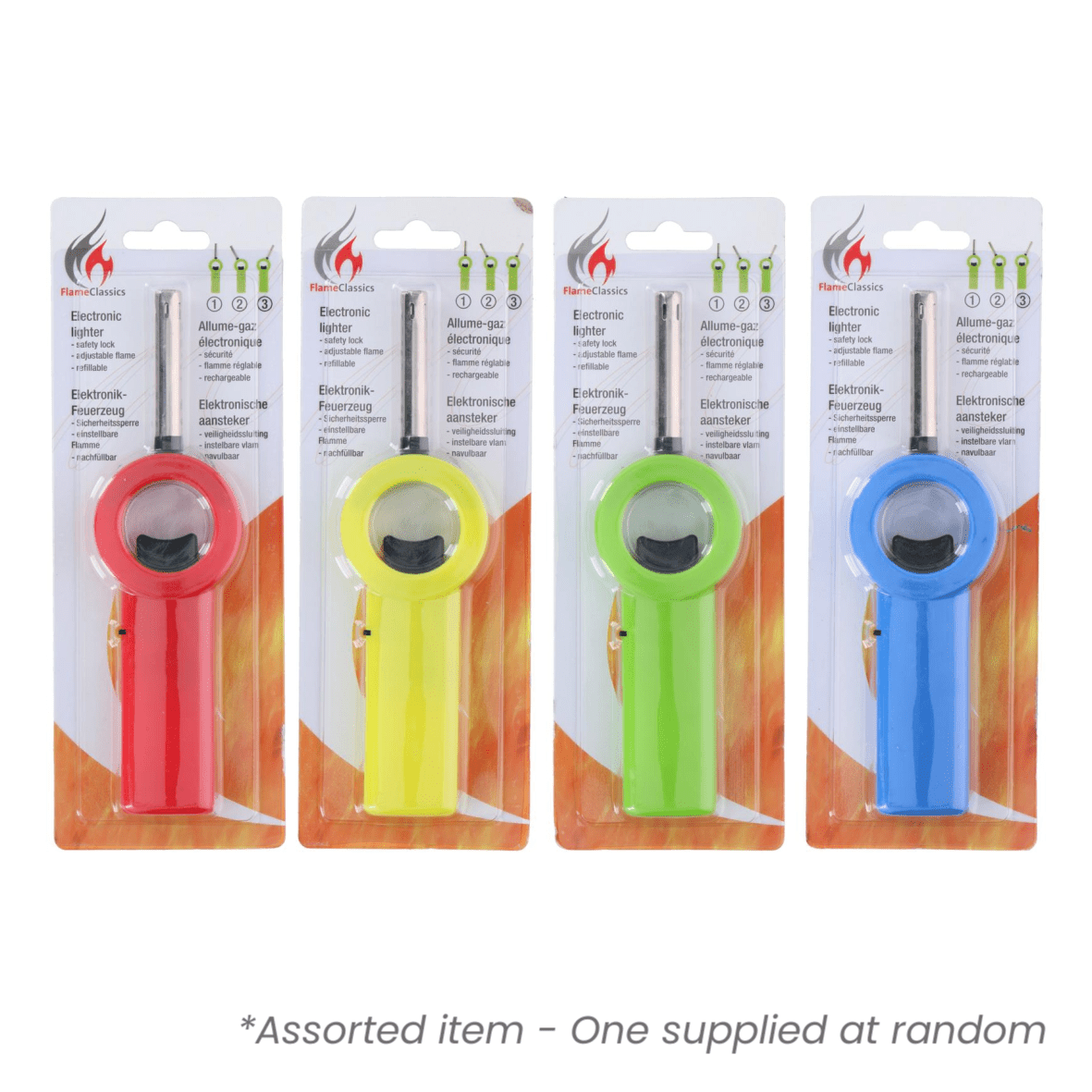 FlameClassics Gas Lighter Mini Assorted - One Supplied* - GAS LIGHTER - Beattys of Loughrea