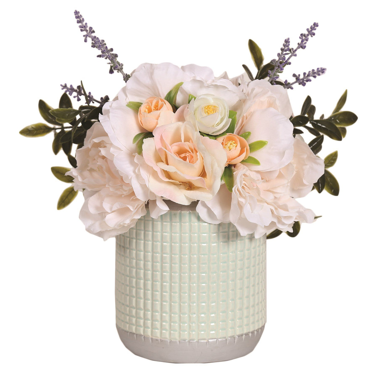 Floral Arrangement Peach 30cm - FLOWER - SILK - Beattys of Loughrea