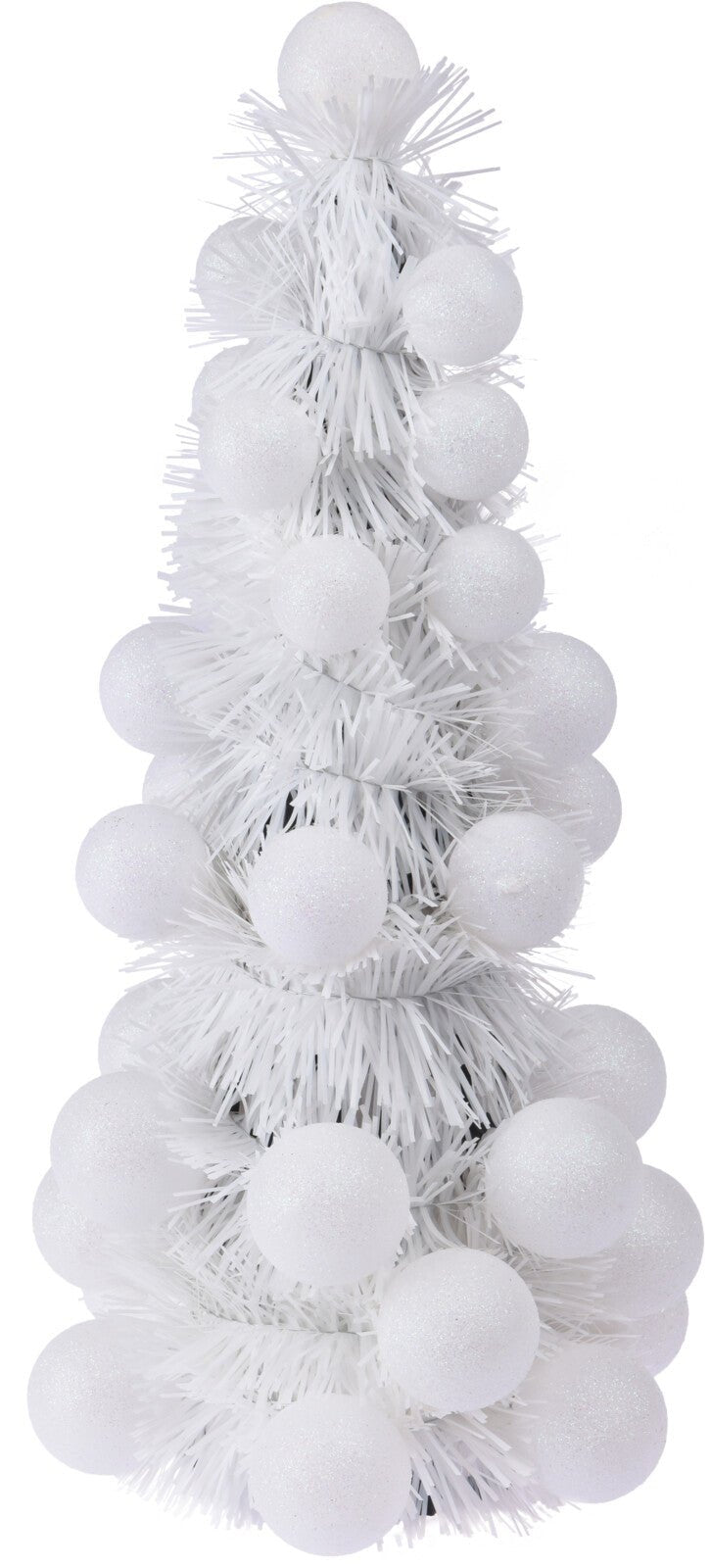 Tinsel & Bauble Tree White 33cm - XMAS BAUBLES - Beattys of Loughrea