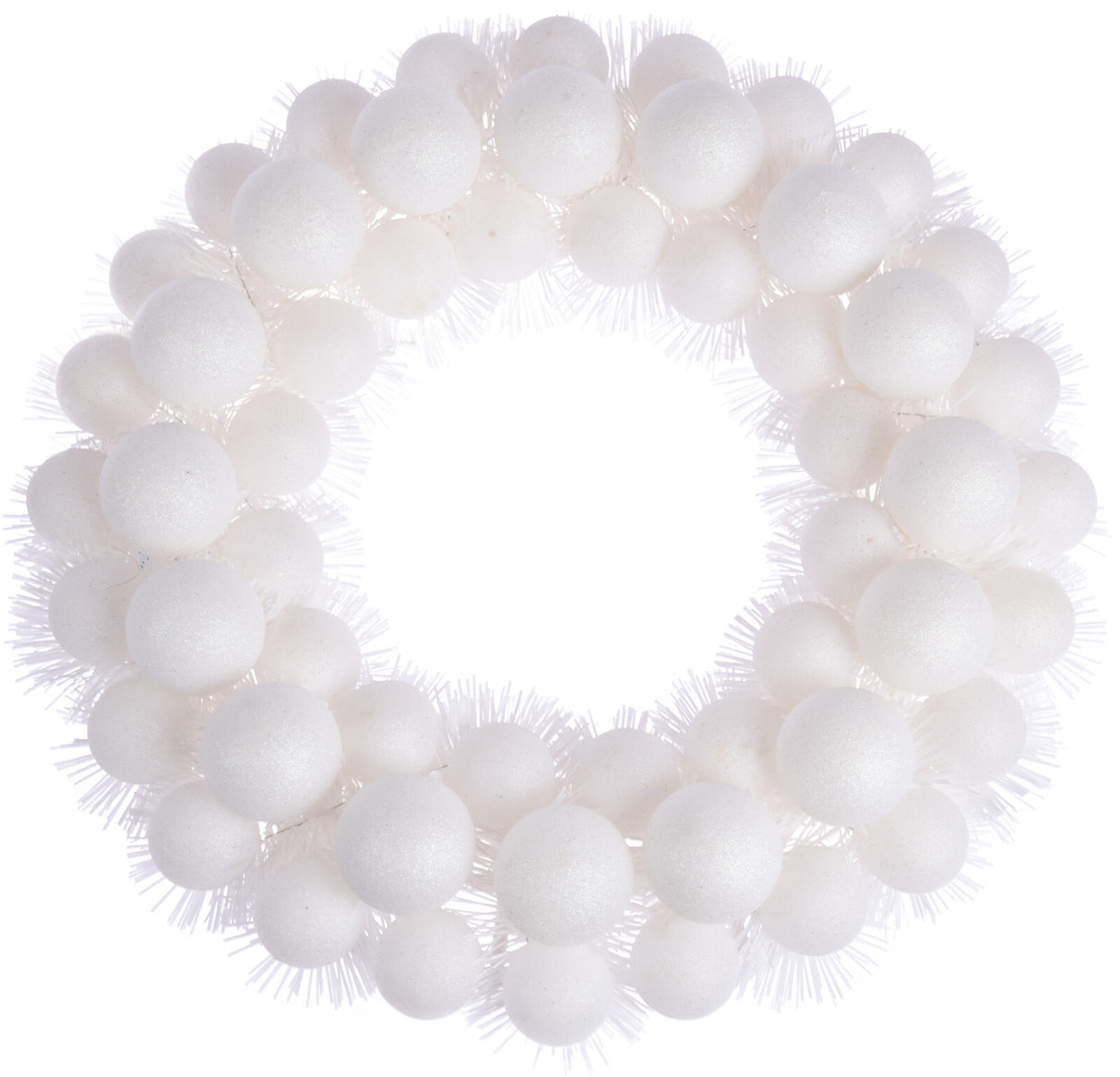 Tinsel & Bauble Wreath White 38cm - XMAS WREATHS - Beattys of Loughrea
