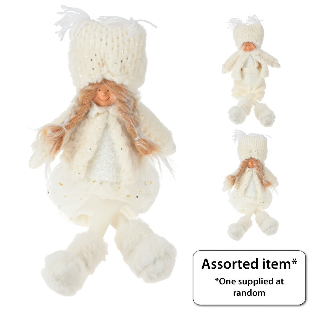 Boy/Girl Sitting 50cm White - XMAS SOFT DECOS - Beattys of Loughrea