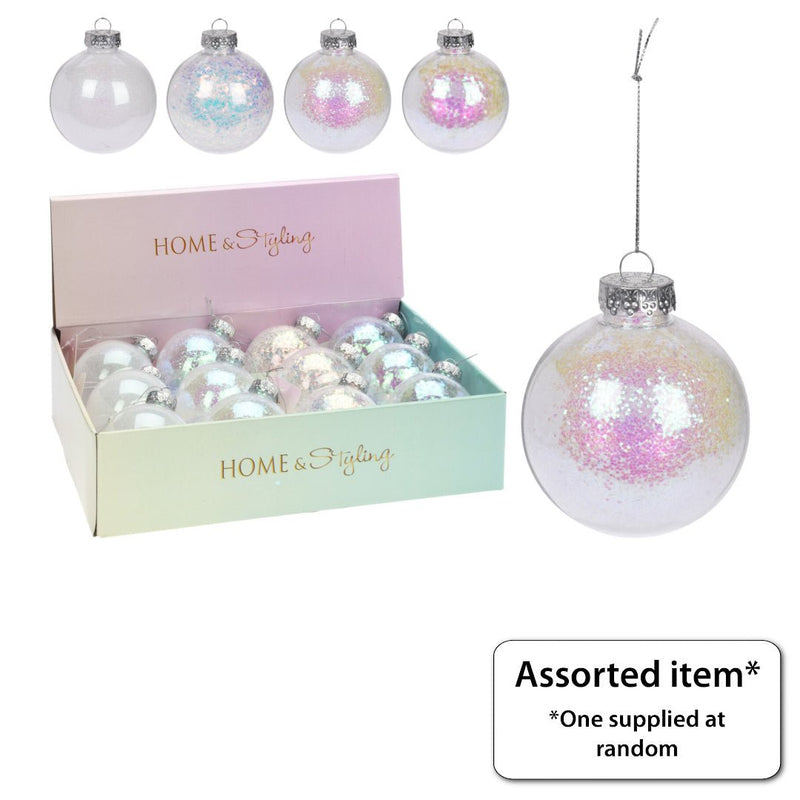 Christmas Glitter Bauble 80mm - XMAS HANGING DECOS - Beattys of Loughrea